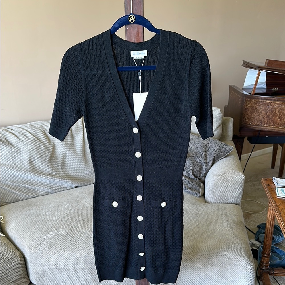 Black Button-Up Knit Dress